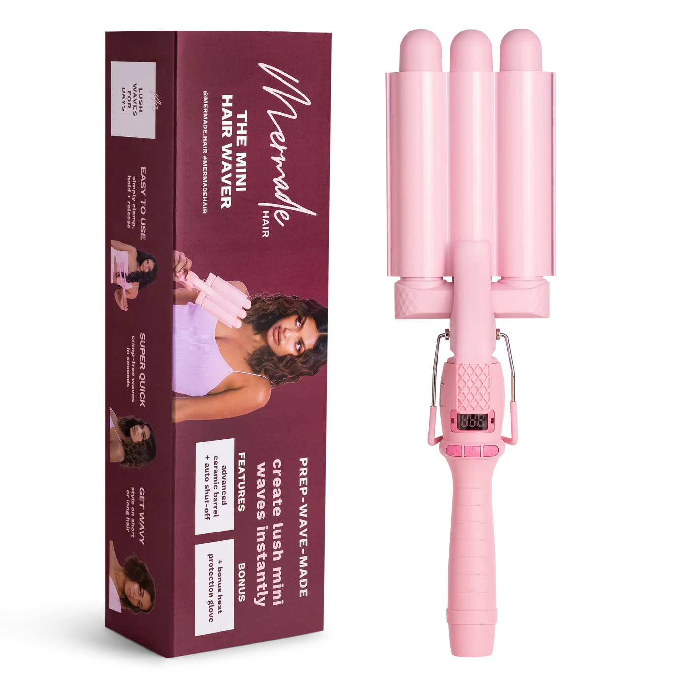 Mermade pro mini hair waver - 25mm pink